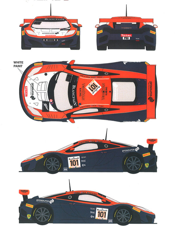 レーシングデカール43 1/24 マクラーレンMP-4-12c GT3 GT Von Ryan Racing #101 デカール - ウインドウを閉じる