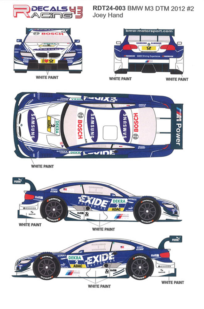 レーシングデカール43 1/24 BMW M3 DTM 2013 RMG カーNo.2